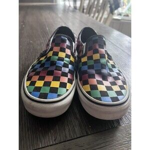 Vans Rainbow Checkerboard Slip On Sneakers Womens Size 8 Mens Size 6.5